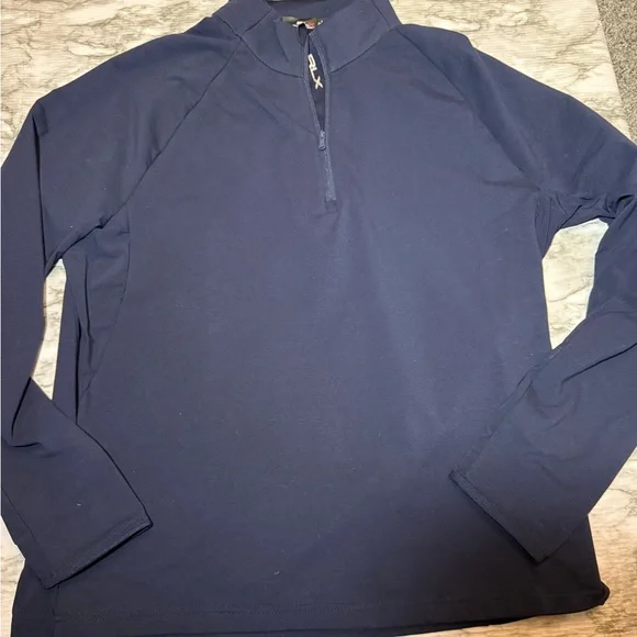 NWT RLX Ralph Lauren Mockneck Techy Terry French Navy Mens L Golf 1/2 Zip $188 - Picture 2 of 8